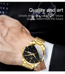 OLEVS Men Watches Waterproof Stainless Steel Quartz Male Wristwatch Gold Watch Fashion Luminous Luxury Calendar Business Clock - M & M Global