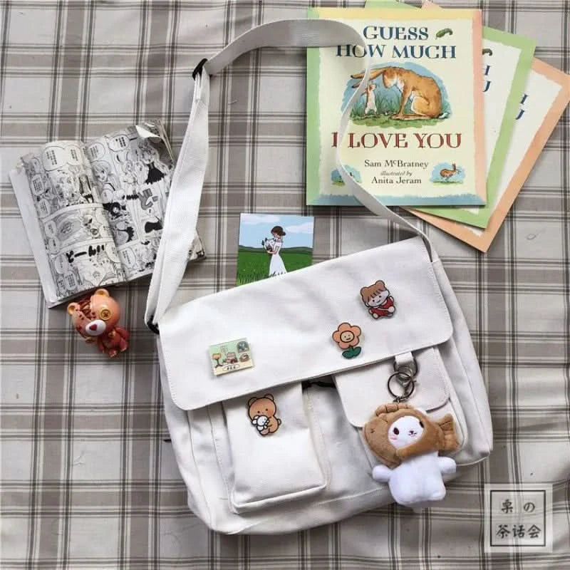 Japanese Harajuku Cute Retro Girl Messenger Shoulder Bag Canvas Student School Female - M & M Global