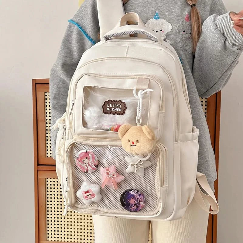 Japanese Style Kawaii Backpack Girls Transparent Ita Bag Women Large Capacity Backpack Fashion School Bag for College Student JK - M & M Global