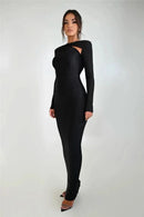 Mozision Hollow Out Sparkle Long Sleeve Maxi Dress For Women Glitter Vestidos Robe New Bodycon Shiny Night Club Party Long Dress - M & M Global