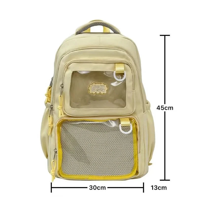 Japanese Style Kawaii Backpack Girls Transparent Ita Bag Women Large Capacity Backpack Fashion School Bag for College Student JK - M & M Global