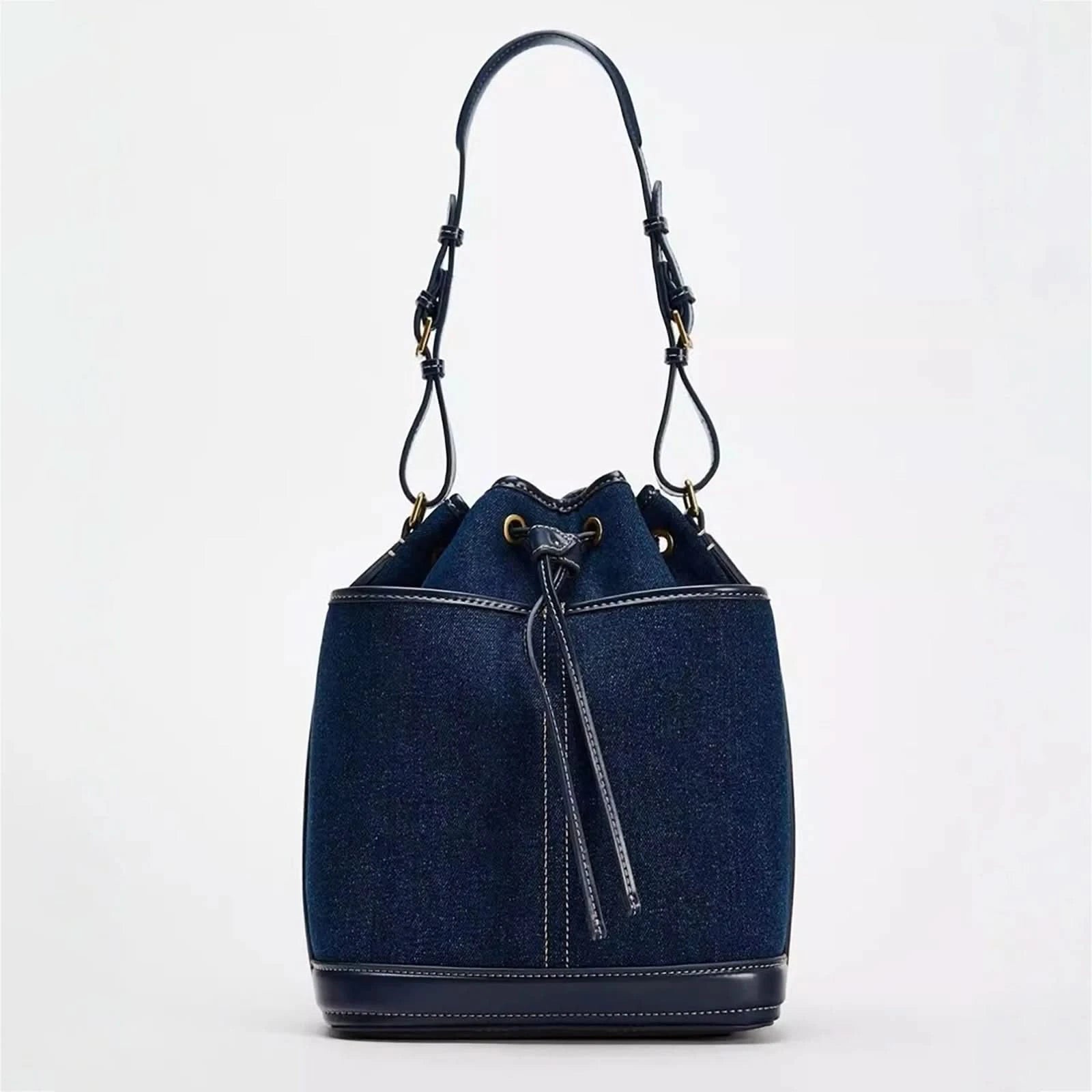 2024 Autumn/Winter new denim hand bill shoulder bag Fashion canvas bucket bag - M & M Global