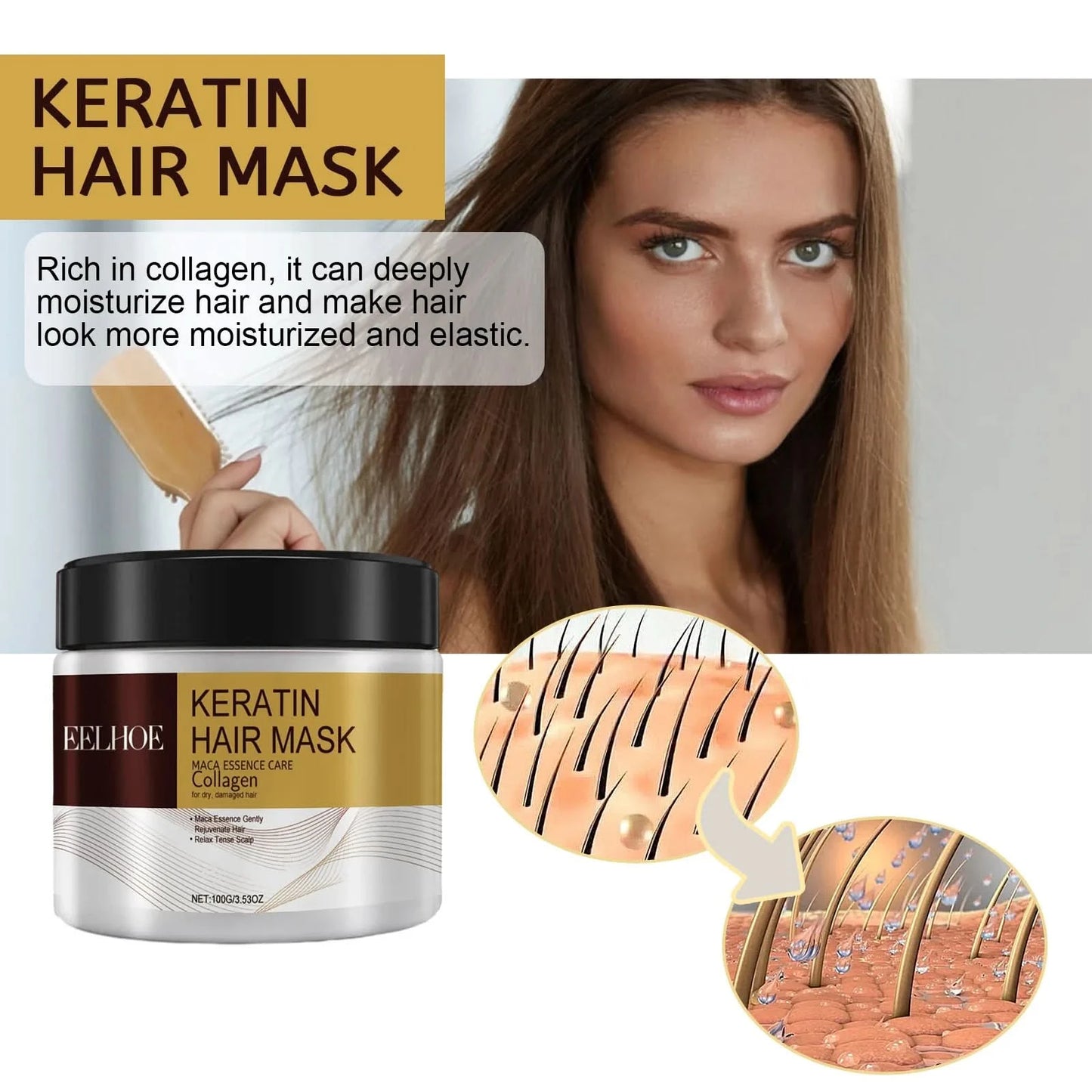 Hair Mask Deeply Moisturizes Hair, Improves Hair Quality, Quickly Repairs Damaged Hair And Prevents Split Ends And Hair Loss - M & M Global