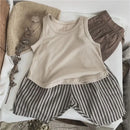 Korean Glutinous Kids Boys Tank Top Cotton Solid Round Collar Infant Babys Boy Vest Tees Thin Cool Sleeveless Tops For 1-6Y Boys - M & M Global