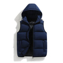 Men Autumn Thicken Cotton Sleeveless Vests Jacket Coat Mens Winter Warm Detachable Hat Outwear Waistcoat Hooded Vest Jacket Male