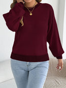 Autumn Winter Causal Round Neck Striped Sweaters Woman 2025 Lantern Long Sleeve Knitted Pullover White Red Khaki Women Clothes