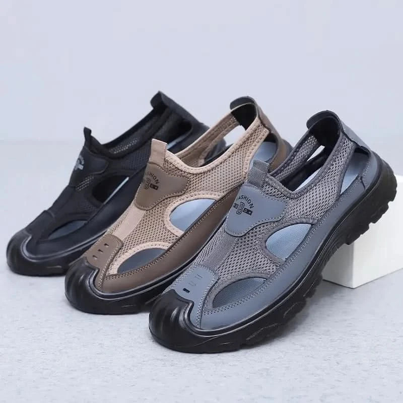 Summer New Men's Baotou Casual Net Surface Breathable Beach Shoes Lightweight Non-slip Sandals for Men sandal casual sneakers - M & M Global