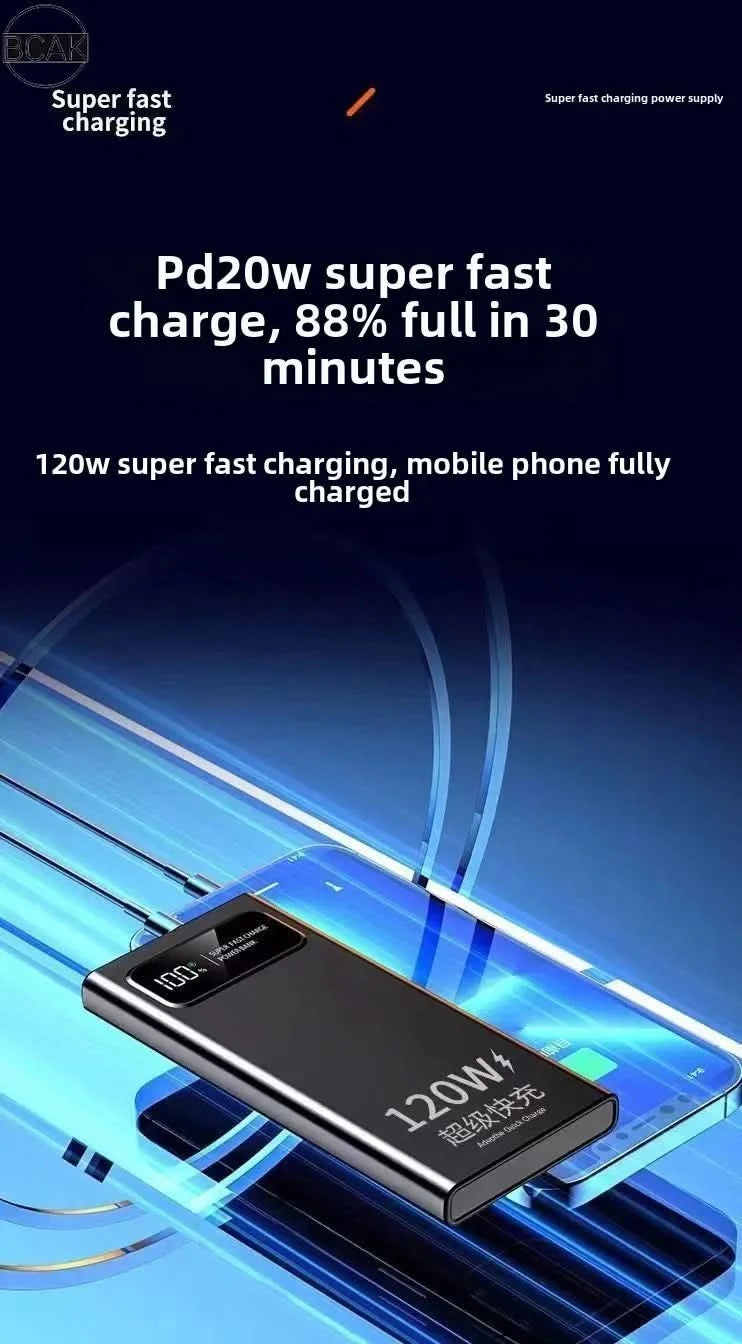 Quality BCAK New 120W Power Bank 20000mAh Super Fast Charging Large Capacity Mobile Power Supply - M & M Global