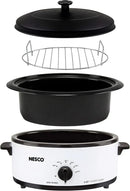 4816-14 Porcelain Roaster Oven, 6 quart, White - M & M Global