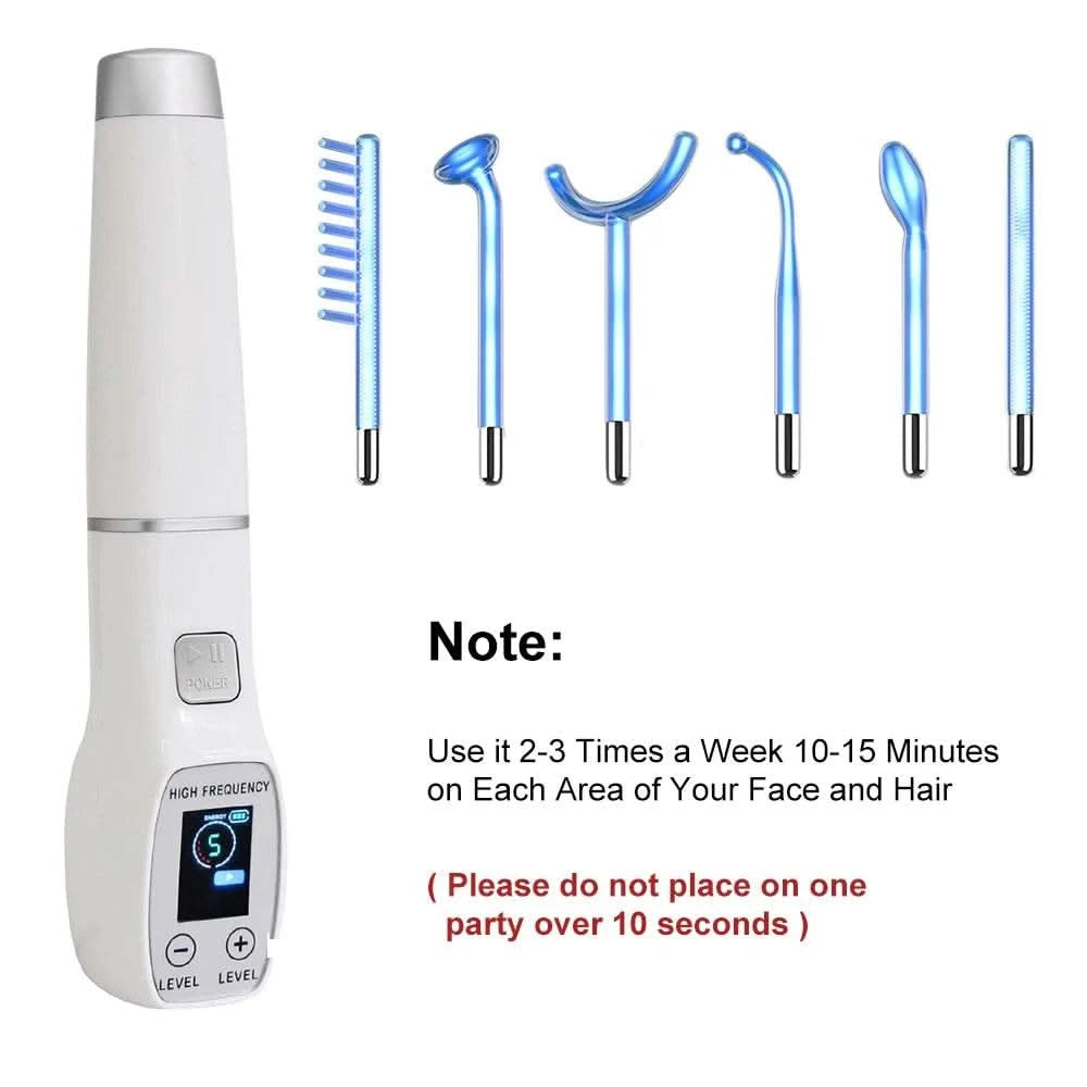 Blue High Frequency Facial Machine Screen Display Neon Electro Therapy Wand Glass Tube Anti Acne Spot Remove Skin Care Device - M & M Global
