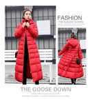 Korean Style Thickened Winter Cotton Jacket Women's Long Coat with Fur Collar Slim Fit Hooded Ladies' Cotton Padded Coat