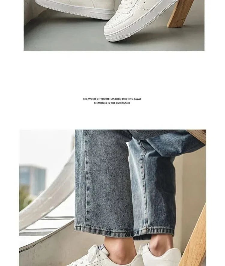 Casual Men's Sneakers Autumn 2025 New Style Winter Pure White Fiberglass Synthetic Lining Rubber Sole Unisex Leisure Shoes - M & M Global