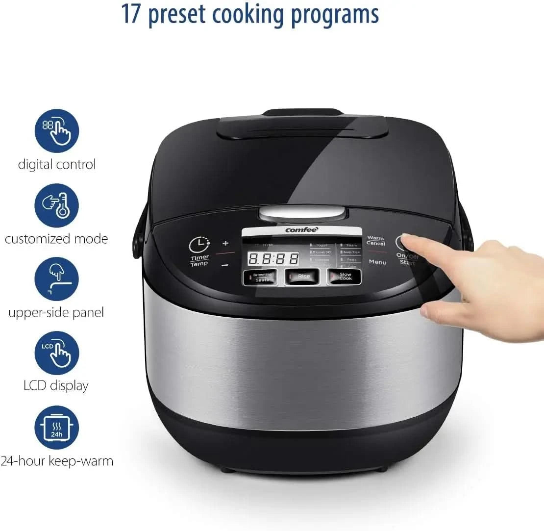 Rice Cooker, Japanese Large Rice Cooker with Fuzzy Logic Technology, 11 Presets, 10 Cup Uncooked/20 Cup Cooked, Auto Keep Warm, - M & M Global