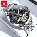 OLEVS Luxury Brand Men's Watches Luminous Waterproof Fully Automatic Mechanical Watch Starry Sky Dial Moon Phase Hollow Out - M & M Global