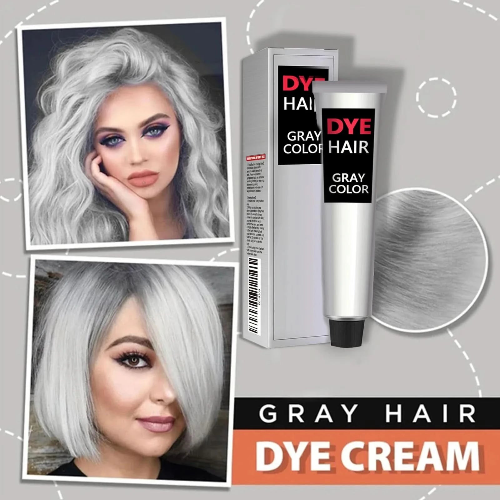 Permanent Hair Dye Gray Colors Punk Style Salon Light Grey Silver Long Lasting Unisex Styling Root Coverage Hair Dye Cream 100ml - M & M Global