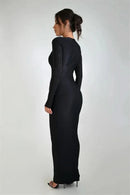 Mozision Hollow Out Sparkle Long Sleeve Maxi Dress For Women Glitter Vestidos Robe New Bodycon Shiny Night Club Party Long Dress - M & M Global