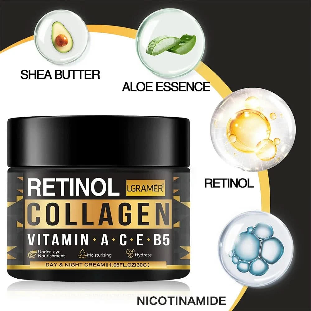 Men's Retinol Collagen Face Cream Skincare Moisturizing Brightening Hydrating Smooth Wrinkles Firming Facial Men Skin Care - M & M Global