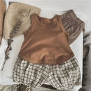 Korean Glutinous Kids Boys Tank Top Cotton Solid Round Collar Infant Babys Boy Vest Tees Thin Cool Sleeveless Tops For 1-6Y Boys - M & M Global