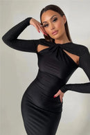 Mozision Hollow Out Sparkle Long Sleeve Maxi Dress For Women Glitter Vestidos Robe New Bodycon Shiny Night Club Party Long Dress - M & M Global