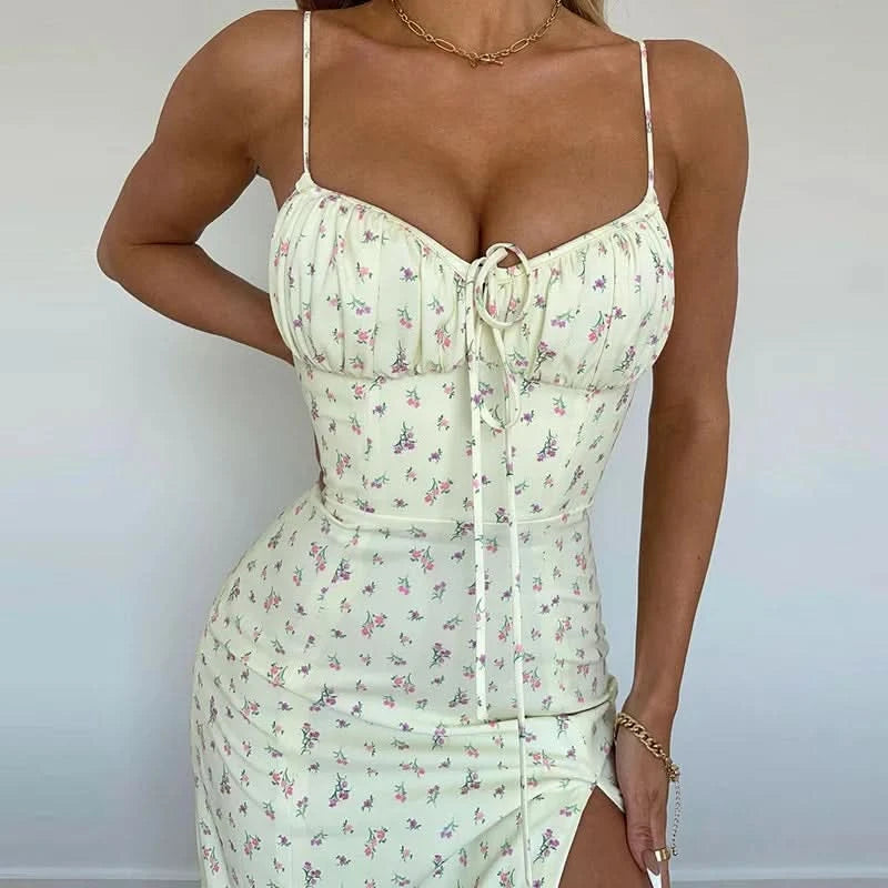 Women Elegant Floral Beach Vacation Bodycon Streetwear Long Dress 2024 Summer Clothes Wholesale Items For Business - M & M Global