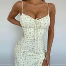 Women Elegant Floral Beach Vacation Bodycon Streetwear Long Dress 2024 Summer Clothes Wholesale Items For Business - M & M Global
