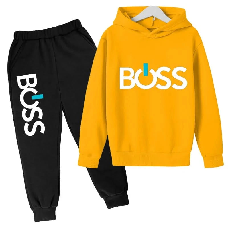 Spring Autumn Boys Girls Casual Fashion Print Pullover Long Sleeve Hoodie Tops+Pants Tracksuit 4-14 Years Children's Clothes - M & M Global
