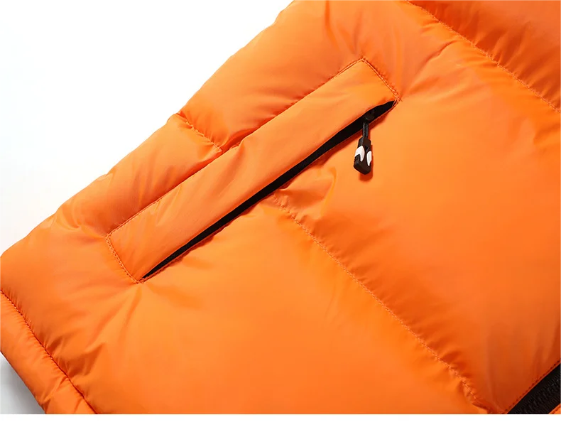 Men's Vest Jacket Autumn Winter Parkas Oversize Stand Collar Zipper Pockets Orange Windbreaker Waistcoat Plus Size Same