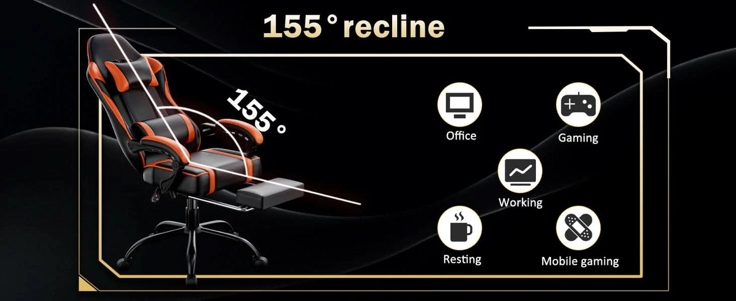 Ergonomic Gaming Chair Recliner, PU Leather Racing Game Chairs for Adults, Executive Office Chair Gamer Chair with Massager