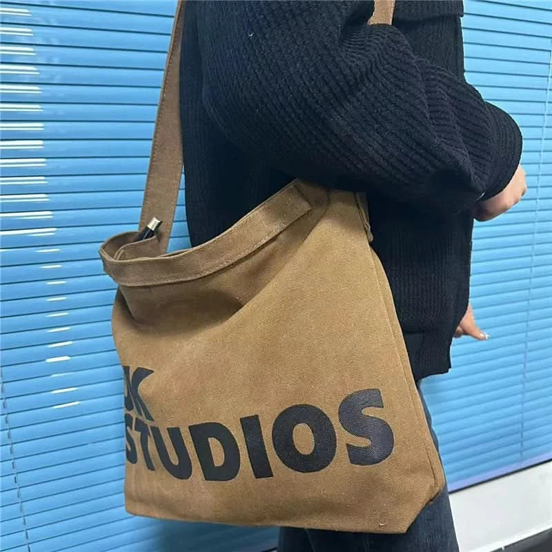 Vintage Canvas Messenger Bag, Retro Large Capacity Shoulder Bag, Women's Casual Handbag & Tote Hobo Purse - M & M Global