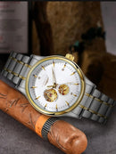 LONGLUX Men automatic mechanical watch elegant luxury watches waterproof skeleton business wholesale stainless steel gift watch - M & M Global