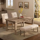 Rustic Dining Table, Farmhouse Kitchen Dining Chairs , Charming 60" Rectangular Wooden Table& Upholstered