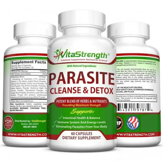 Intestinal Detox with Black Walnut, Wormwood & More - Eliminates Parasites & Other Intestinal Worms, 60 Capsules - M & M Global
