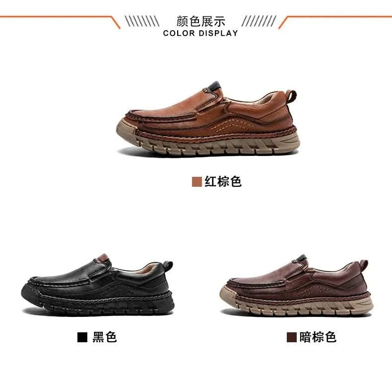 2024 Retro Loafer Genuine Split Leather Classic Shoes Sewing Comfortable Men Casual Slip-on Club Party Shoe Spring Summer - M & M Global