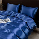 Solid Color Satin Duvet Cover Set,Quilt Cover and Pillowcases,Luxurious Bedding Ensemble with Rich Sheen,Easy Care,Wrinkle-Free - M & M Global