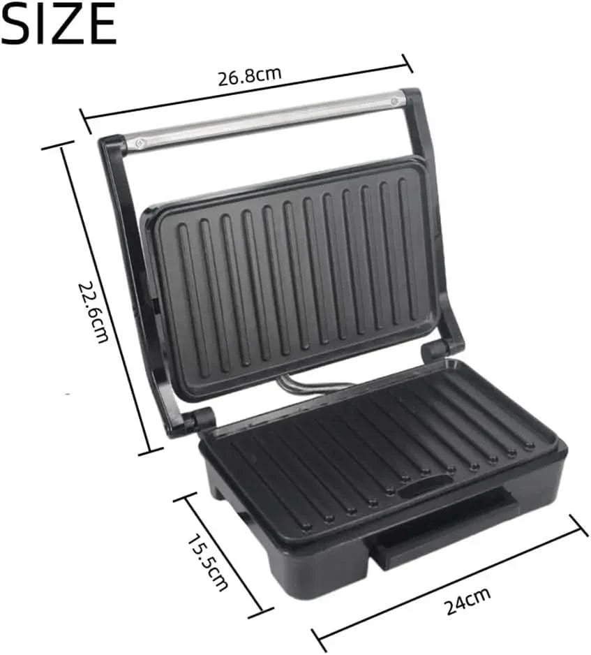 Panini Maker Household Stainless Steel 850W High Power Nonstick Pan Steak Machine Sandwich Machine Barbecue Machine Breakfast Ma - M & M Global