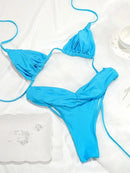 Summer 2025 Bikini Luxury Swimwear Women Biquini Folds Bikini Set Bathing Suit Women Swimsuit High Grade Champagne Bikinis Beach - M & M Global