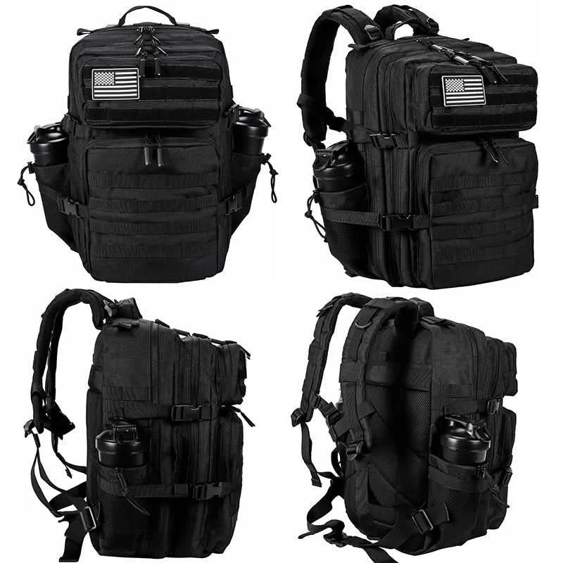 LHI 45L/35L/25L Tactical Backpack for Men and Women Waterproof Athlete Gym Outdoor Bag Travel Hiking Rucksack with Bottle Holder - M & M Global