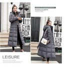 Korean Style Thickened Winter Cotton Jacket Women's Long Coat with Fur Collar Slim Fit Hooded Ladies' Cotton Padded Coat