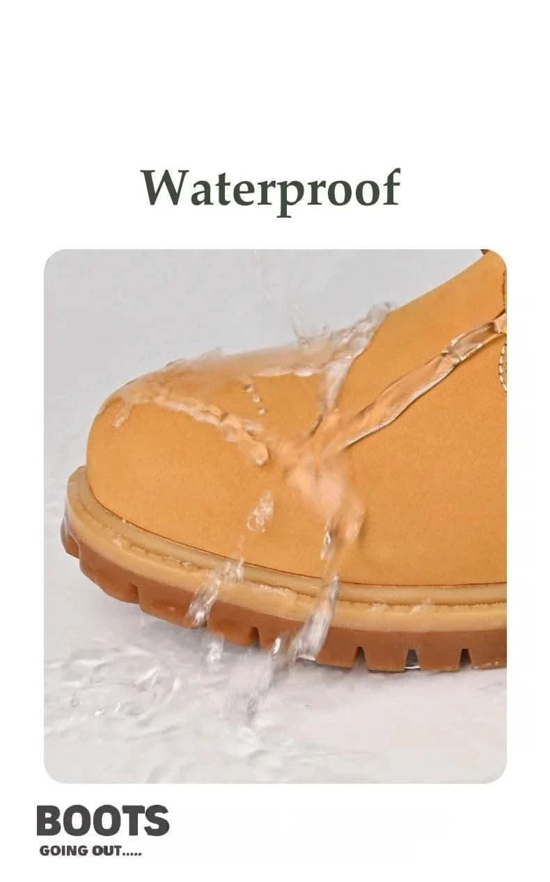 Boots Men High Top Boots High Quality Women Leather Shoes Fashion Outdoor Sneakers Men Lace Up Non-Slip Ankle Boots for Couple - M & M Global