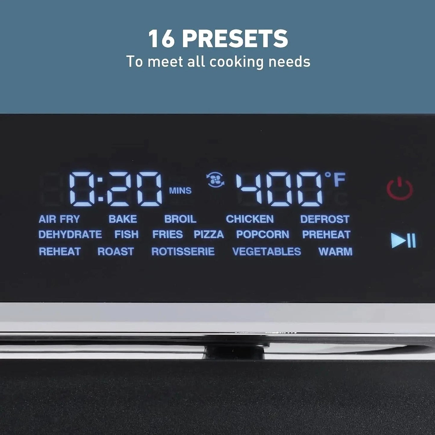 Air Fryer Oven 15-Quart with Digital Controls Easy-View Door and 16 Cooking Presets, Includes Eight Accessories, 1000-Watts, Bla - M & M Global