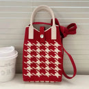 Korean Fashion Heart Knitted Mini Square Handbag for Women Small Mobile Phone Shoulder Bags Girls Cute Outdoor Crossbody Bags - M & M Global