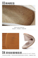Women Sewing Flax Shoes Slip on Loafers Casual Shoes Man Espadrilles Hemp Canvas Flat Shoes Plus Size Fisherman Driving Footwear - M & M Global