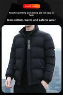 Men's Cotton Jacket Winter Stand Collar Warm Fashionable Trendy Bread Style Coat Regular Fit Male Outerwear Winter Jacket Men