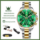 OLEVS 2870 Men's Watches Moon Phase Steel Calendar Chronograph Original Quartz Watch Big Rota Dial Luxury Sports Wristwatches