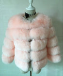 DEAT Fashion Orange Imitation Fox Fur Grass Coat Women's Round Neck Plush Thick Jacket Winter New 7A1578