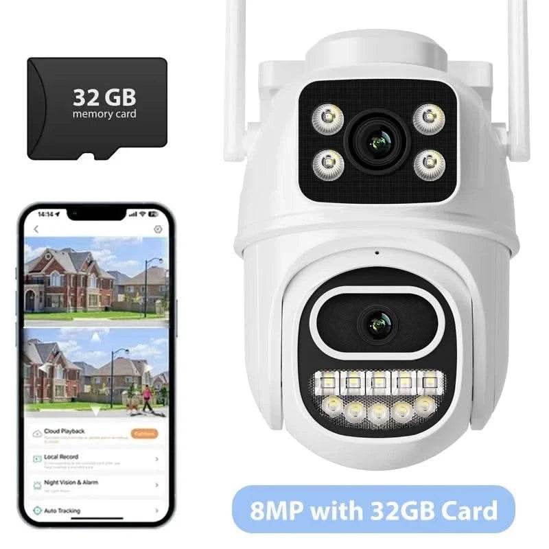BESDER 6K 12MP Wifi Camera PTZ Dual Screen 8X Digital Zoom AI Auto Tracking Outdoor 8MP CCTV IP Camera Security Protection iCSee - M & M Global