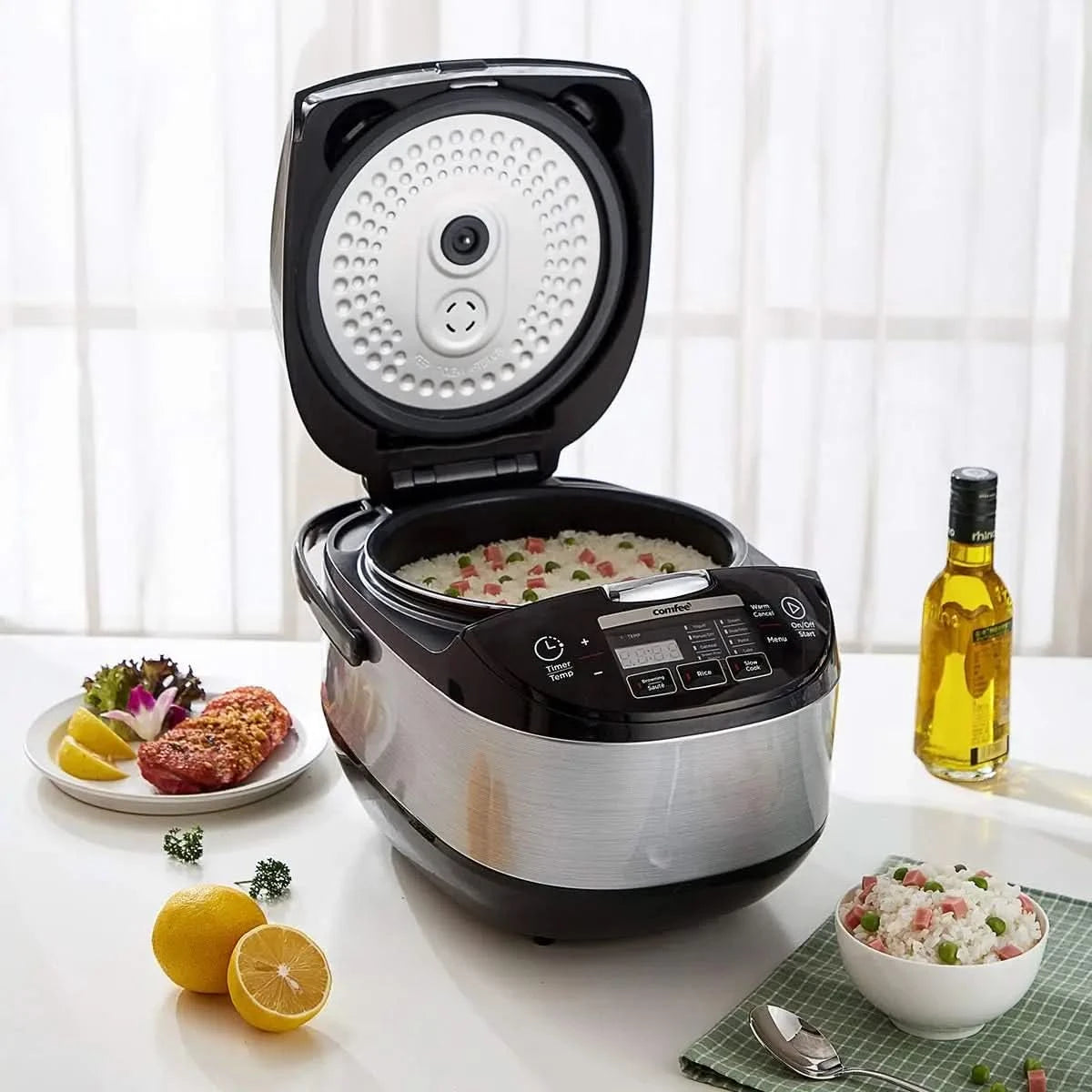 Rice Cooker, Japanese Large Rice Cooker with Fuzzy Logic Technology, 11 Presets, 10 Cup Uncooked/20 Cup Cooked, Auto Keep Warm, - M & M Global