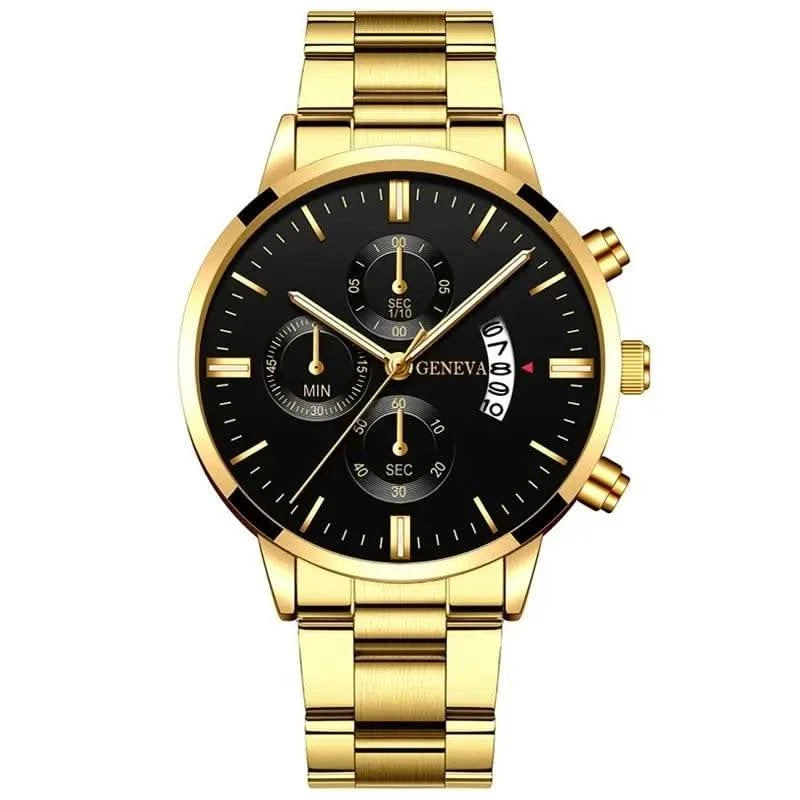 2023 Fashion Men Gold Stainless Steel Watch Luxury Calendar Quartz Wrist Watch Mens Business Watches for Man Clock Reloj Hombre - M & M Global
