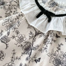 2PCS Summer Floral Baby Girl Suit New Autumn Fashion Lace Bow Baby Girls' Set Peter Pan Collar Shirt and Shorts Princess Outfits - M & M Global
