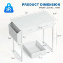 JHK 32 Inch Modern Office Computer Desk with Fabric Storage Drawers Space Side Bag Metal Frame Adjustable Feet For Home PC Table